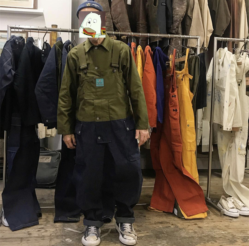 Tuta da lavoro a blocchi di colore, stile maschile, con bretelle, pantaloni da papà, pantaloni in denim, marchio europeo e americano alla moda_voghion.com