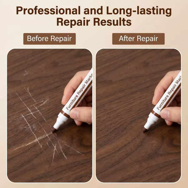 Furniture Touch-Up Paint Marker Pen Set for Repairing Scratches on Solid Wood and Composite Wood Flooring, Wood Grain Furniture Scratch Repair Paint Pen Set