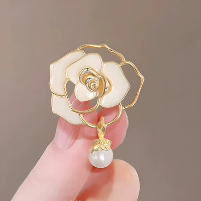 Yaxa sancaqları High-End Women's Luxury Elegant - white-enamel-camellia
