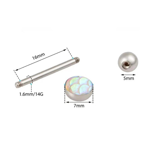 Cross-border fish scale gradient 14G tongue ring stainless steel scale drop oil tongue ring personalized laser color-changing piercing tongue