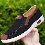 2024 spring new black old Beijing cloth shoes men's tendon bottom breathable casual shoes middle-aged and elderly lazy shoes men