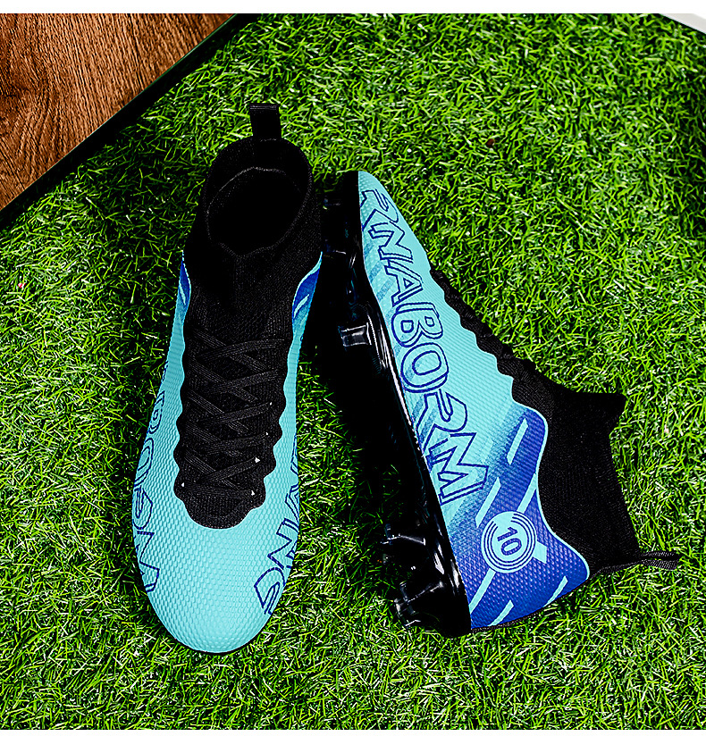 Autumn New High Top Long Men's and Women's Gold School Professional Training Broken Nail Football Shoes_voghion.com