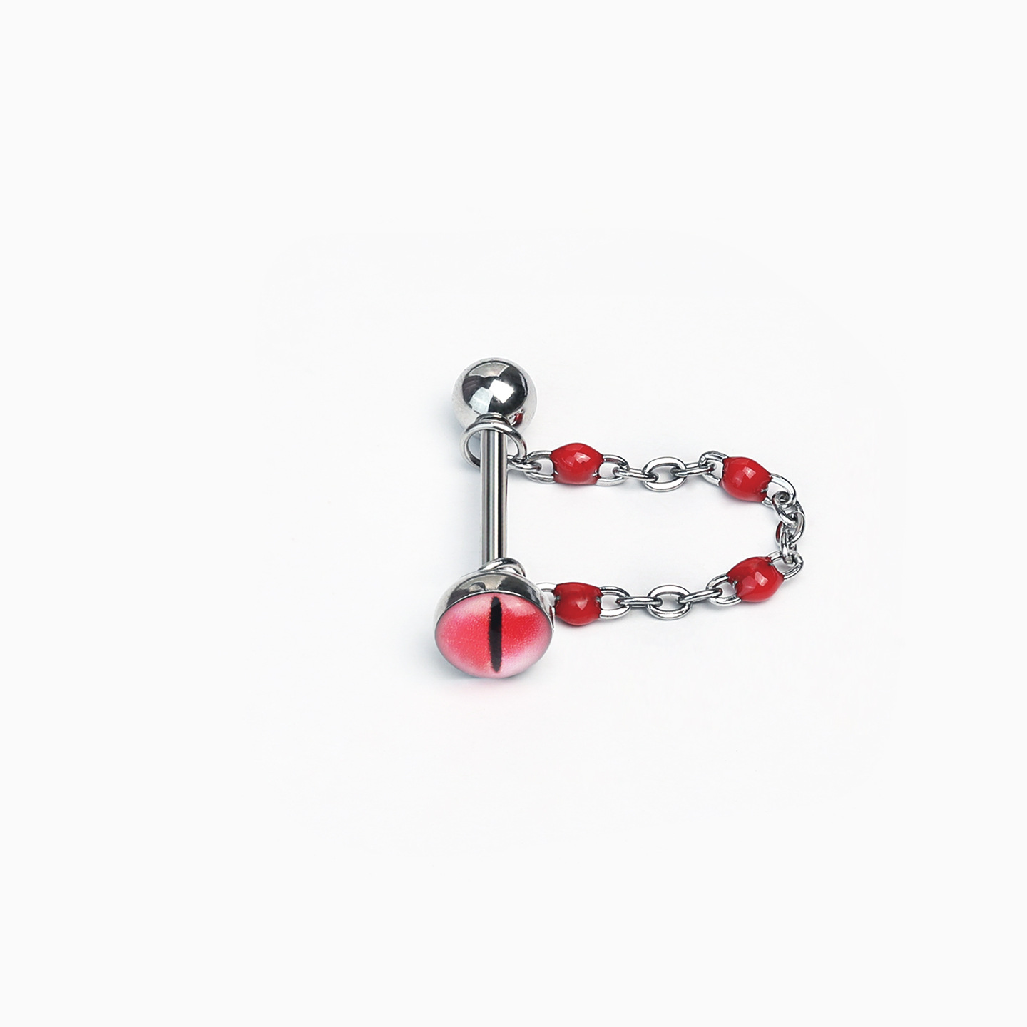 Silver pointed spike labret stud material detail