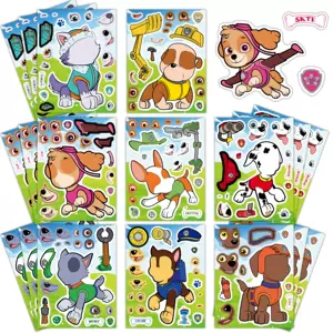 8 Cross-Border Popular Paw Patrol Stickers DIY Decoration Toys Face-Changing Puzzle Cartoon Stickers