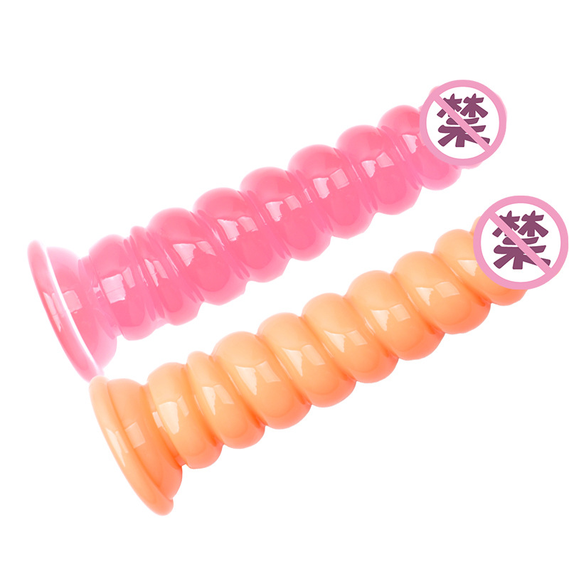 Threaded Spiral Dildo 19 cm TPE Stallion-Style Anal Toy, Flesh Tone — detail image 7