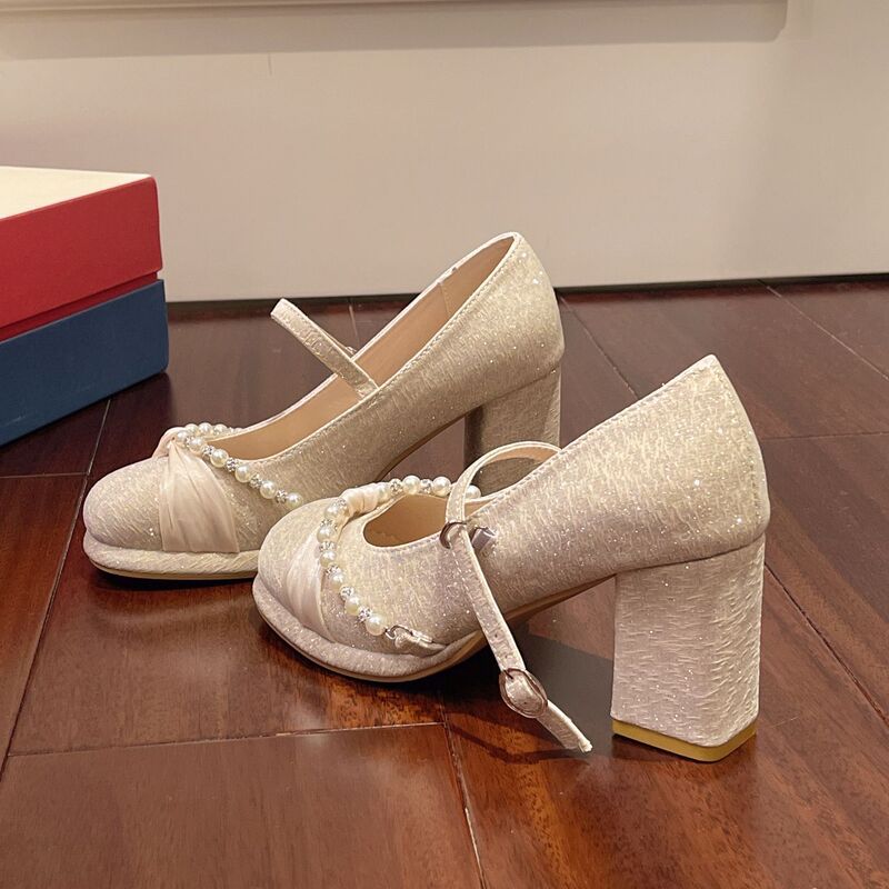 French Style High Heels with Skirts, Thick Heel Shoes for Women, Cute and Sweet Internet Celebrity Hot Style Women's Shoes That Can Be Worn for a Long Time Without Tiring Your Feet French Style High Heels with Skirts, Thick Heel Shoes for Women, Cute and Sweet Internet Celebrity Hot Style Women's Shoes That Can Be Worn for a Long Time Without Tiring Your Feet
