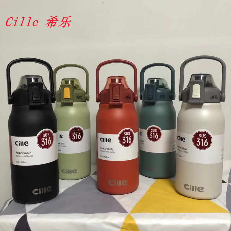 Xile thermos cup 316 stainless steel large capacity outdoor fitness water cup high color value travel pot with straw