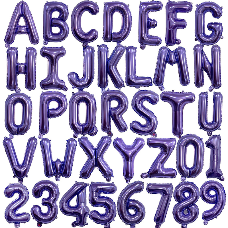 16inch American Version Purple Letter Balloon Numbers Birthday Wedding Party Decoration 0-9 A-Z Aluminum Foil Balloon Wholesale