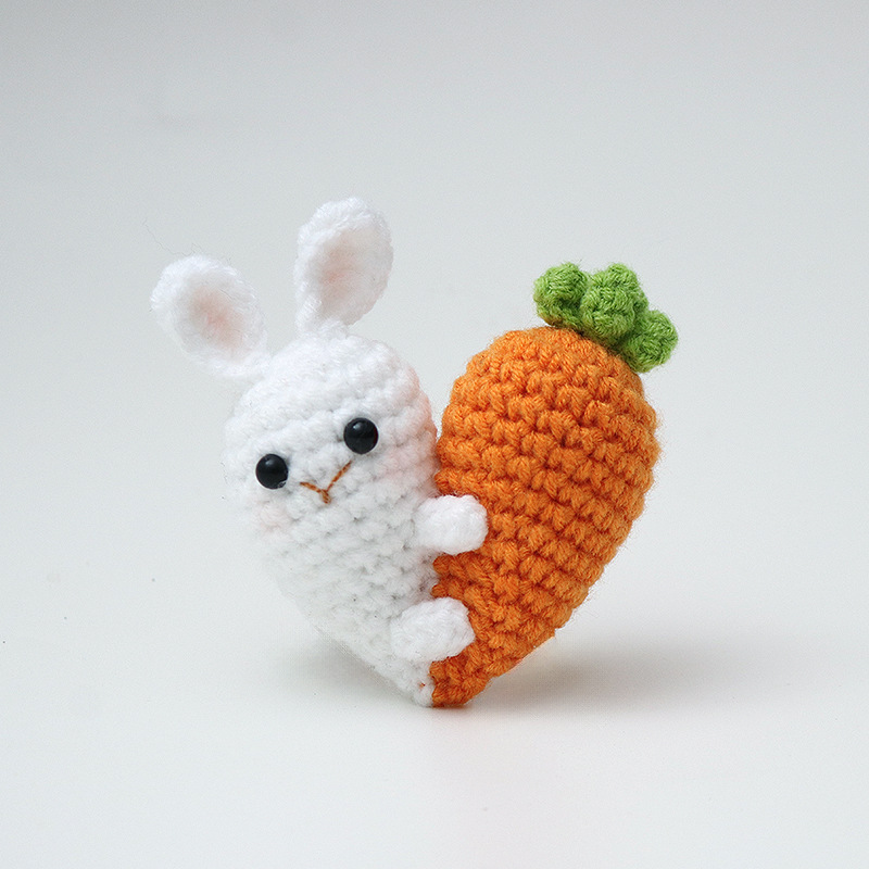 Transfronterizo ganchillo de lana energía positiva amor abrazo bolsa de emoticon tejido a mano amor adornos muñecas juguetes conejos