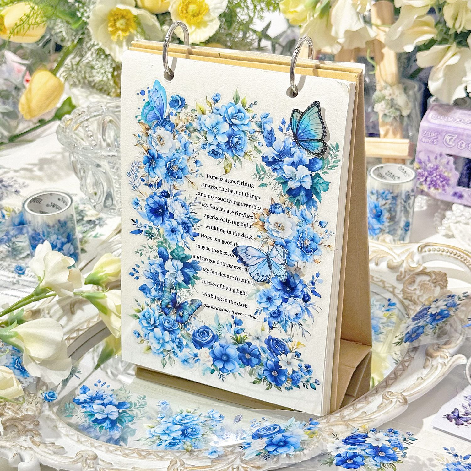 Flower Field Pickup Series Pet transparente impermeable tema floral cinta de cuenta manual de bricolaje decoración de cuenta manual collage material pegatina