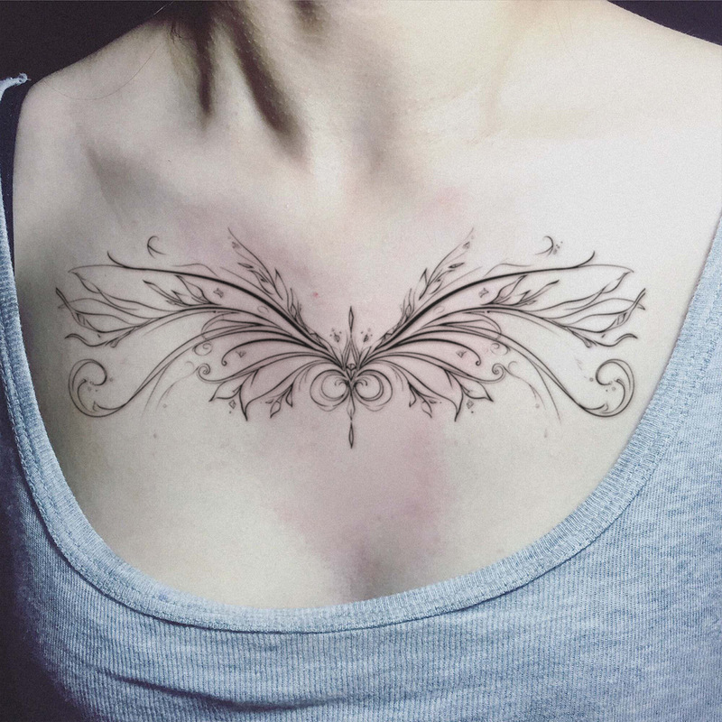 Cross-Border New Style Line Drawing Wings Succubus Sexy Hottie Back Waist Chest Tattoo Sticker Cross-Border New Style Line Drawing Wings Succubus Sexy Hottie Back Waist Chest Tattoo Sticker