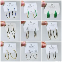 丽银饰品2025爆款几何菱形耳环简约个性欧美时尚925银针气质耳饰