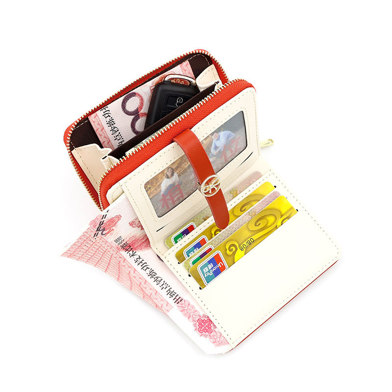 Nueva cartera de las mujeres simple corto cartera multi-Tarjeta titular japonés y coreano fresco moda pu cremallera monedero