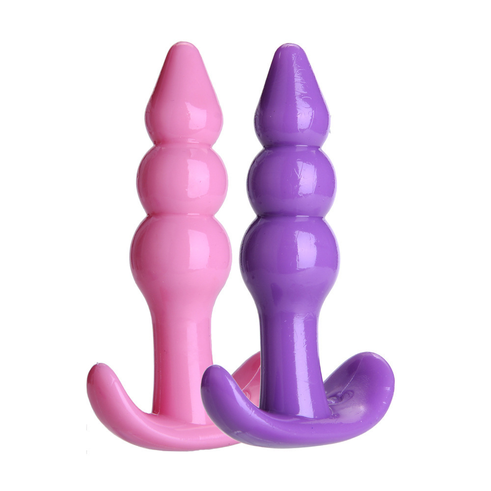 Mini TPE Anal Plug Set with Beaded Design, Pink and Black Options — detail image 12