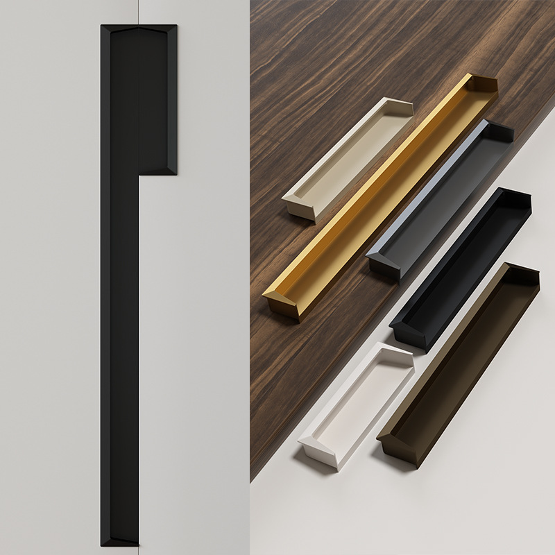 Modern minimalist cabinet door hidden handle, high-end slot embedded drawer pull, built-in wardrobe handle
