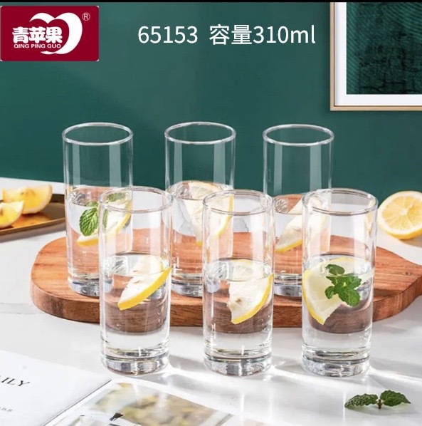 青苹果透明玻璃杯家用酒店会所啤酒杯果汁饮料杯茶杯牛奶杯漱口杯
