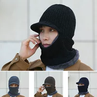 Новый зимний плюс флисовые соединенные наружные вязаные шапки трансграничные зимние мужские утолщенные и теплые шапки шерстяной шерсти