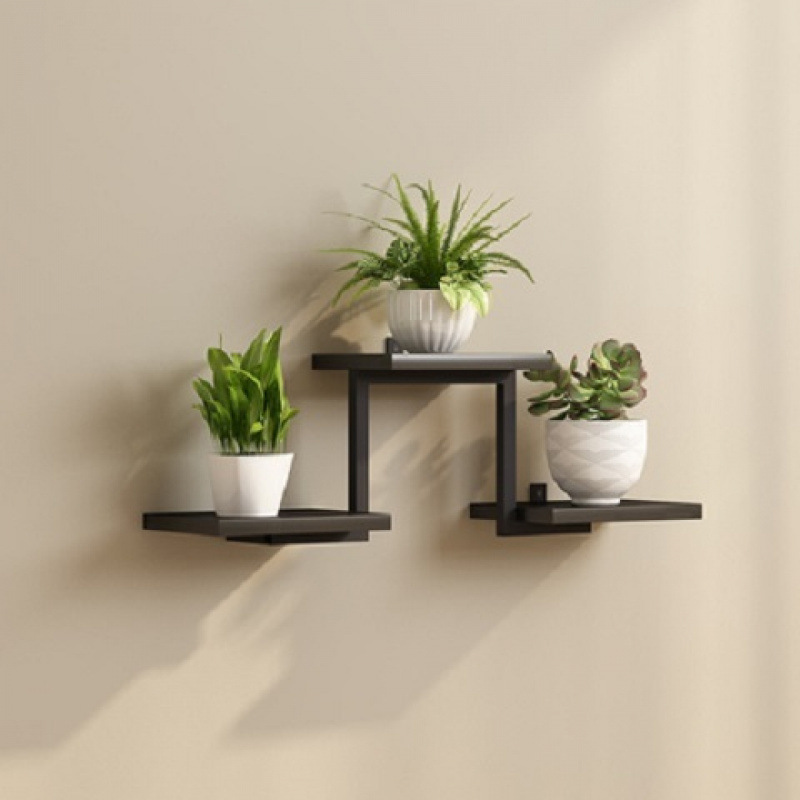 Estante de pared estante de flores decoración moderna simple partición de pared simple hierro forjado estante multicapa perforación