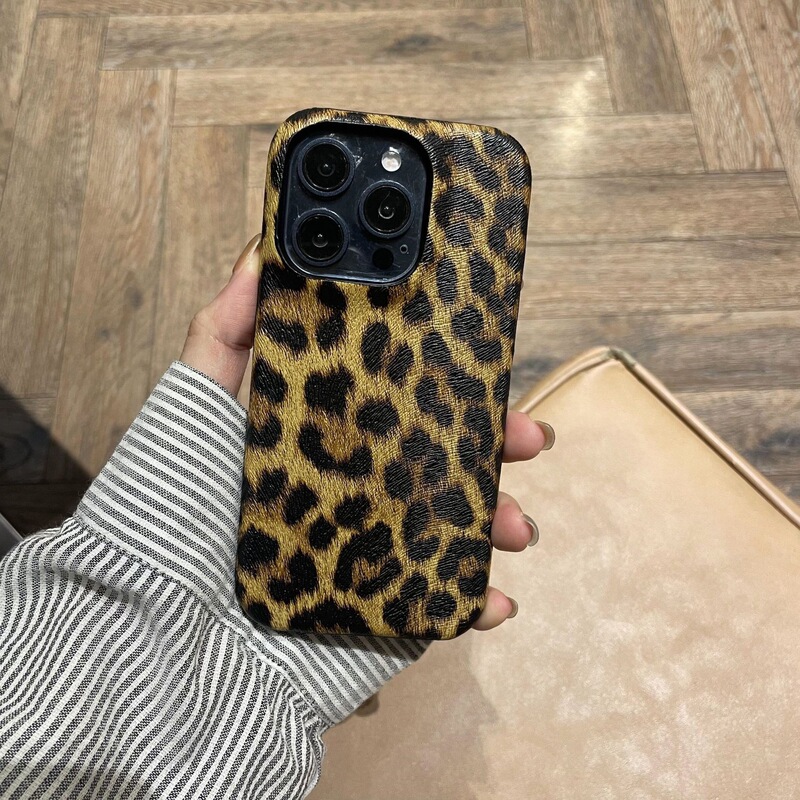 豹紋皮質適用リンゴ16promax携帯ケースiPhone15半包14油辺13硬12転倒防止11|undefined