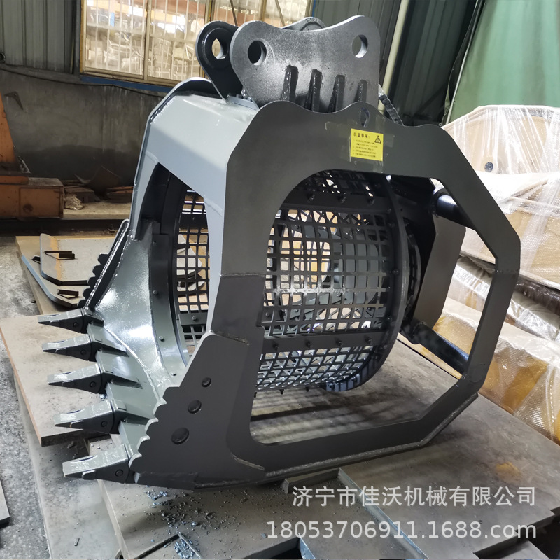 挖掘机旋转筛分斗   挖机筛网斗     挖机分拣斗工程机械配件佳沃