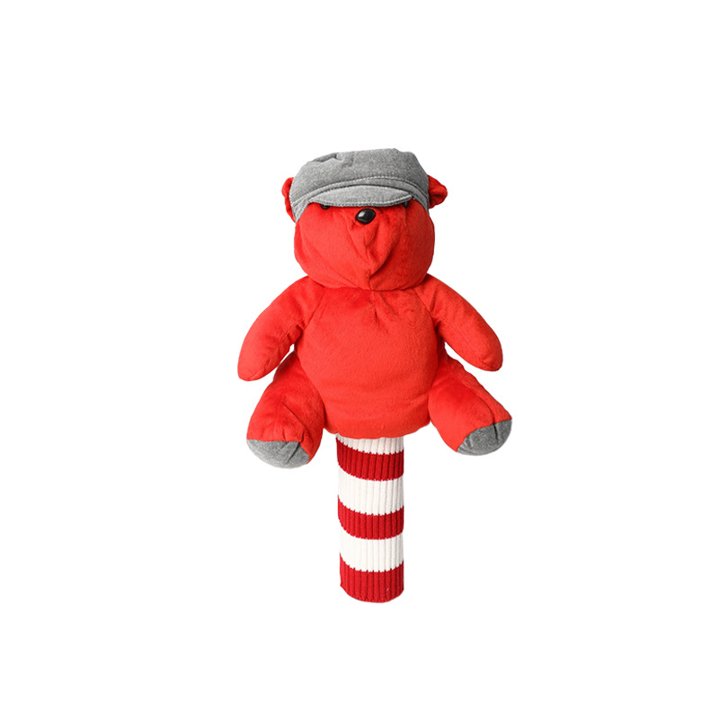 Juego de palos de animales de oso rojo Juego de golf Juego de palos de muñecas Juego de palos de relleno Equipo de palos de lana Comercio exterior