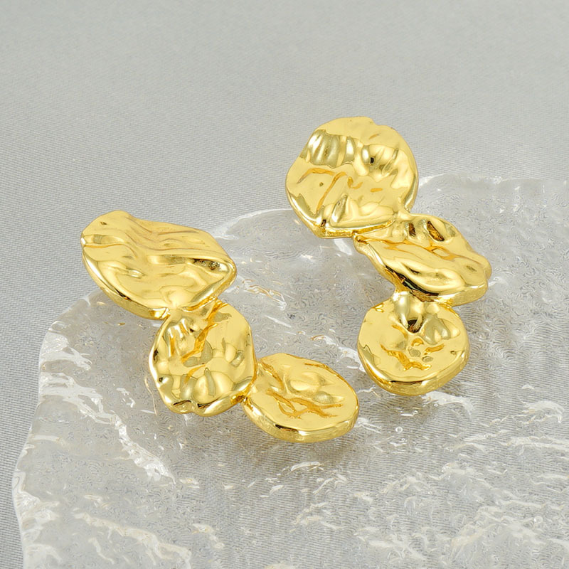 European And American Fashion Stainless Steel Vintage Petal Earrings Irregular