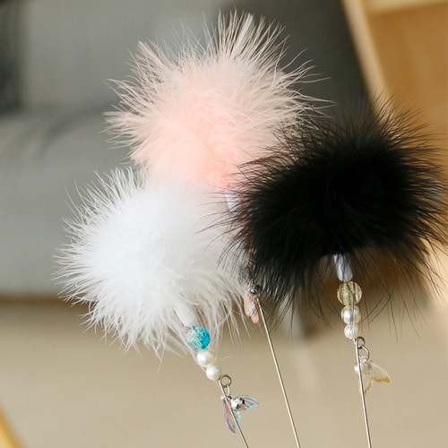 Cat Toy Funny Stick Bell Bell Plush Ball Feather Funny Cat Pole Cat Kitten Supplies Cat Interactive Toy Self-Happiness