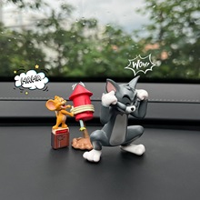 睡眠猫车可爱书桌手办车载摆件火箭猫和老鼠汤姆杰瑞车内装饰品