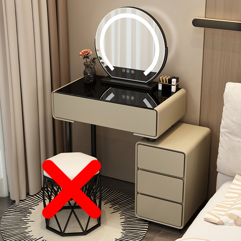 Tocador para el hogar Mesa de pizarra de roca simple con cajones Mesa de tocador de gran capacidad Mueble de almacenamiento junto a la cama Mesa de maquillaje integrada