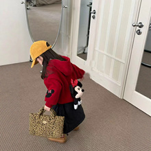 女童套装2025秋冬装新款儿童加厚加绒连帽卫衣夹棉衣半身裙两件套