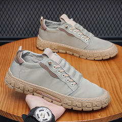 Men's Shoes 2023 Spring and Summer Old Beijing Lazy Person One-Piece Canvas Shoes Ice Silk Breathable Casual Shoes Sports Sneakers
