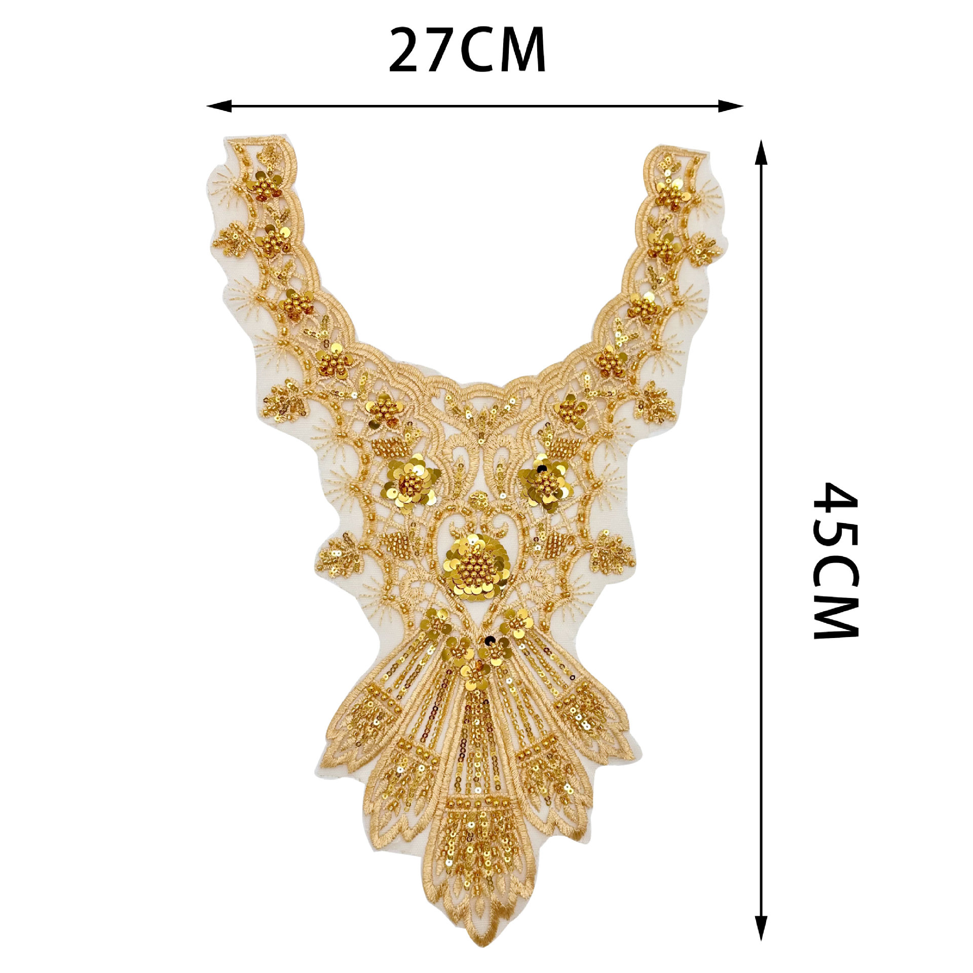 Dorado bordado en forma de cuello en forma de U collar flores de pecho nuevo vestido de boda ropa de baile accesorios diy venta directa image 6