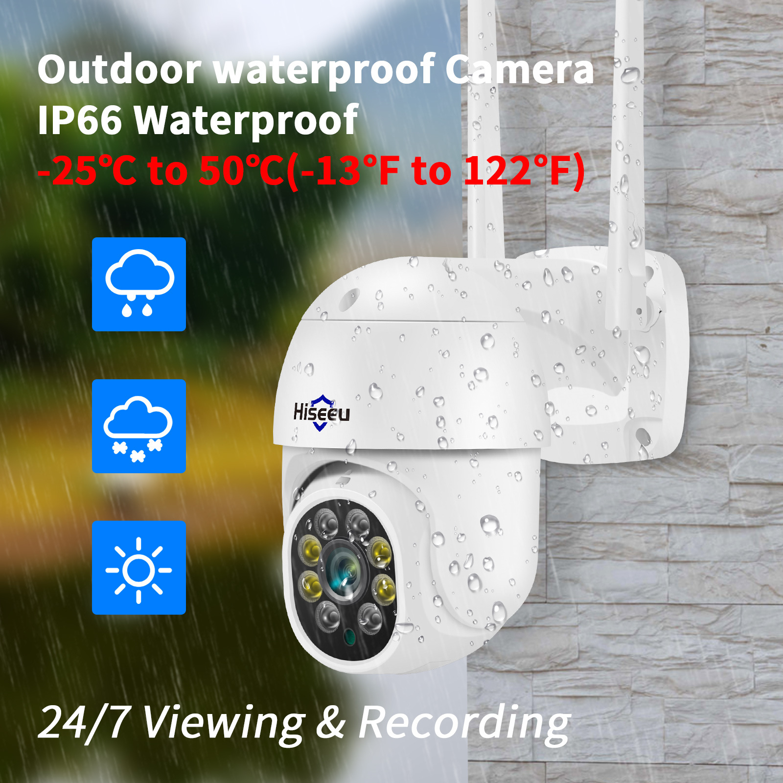 Hiseeu wireless 5MP 8MP outdoor monitoring camera 4K high -definition closed -circuit TV waterproof network camera 2