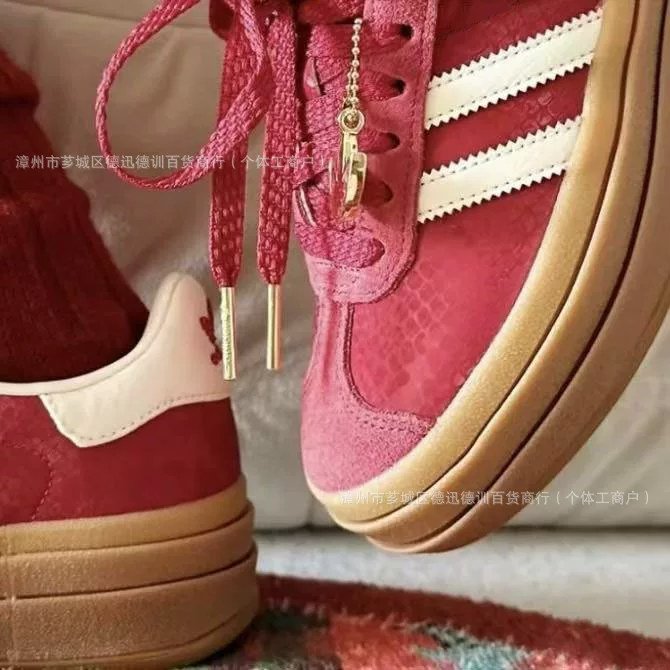 Подлинные оригинальные кожаные туфли Gazelle Adidas низкого кроя, массивная подошва, кроссовки, стиль змеи года, тренировочные кроссовки AD