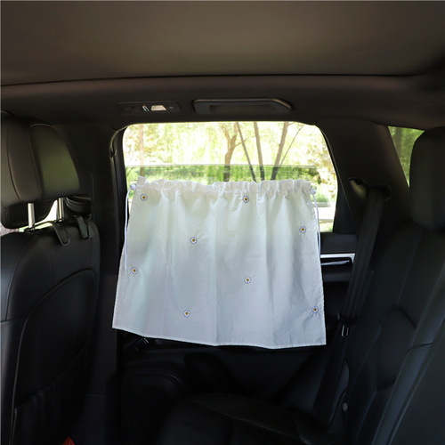 Car embroidered curtain sunshades Cartoon cotton car suction cup curtains Car sun protection and heat insulation sunshades