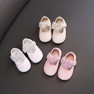 Милая обувь для девочек для принцессы для раннего возраста с бантиком, осенняя, тренд сезона, мягкая подошва