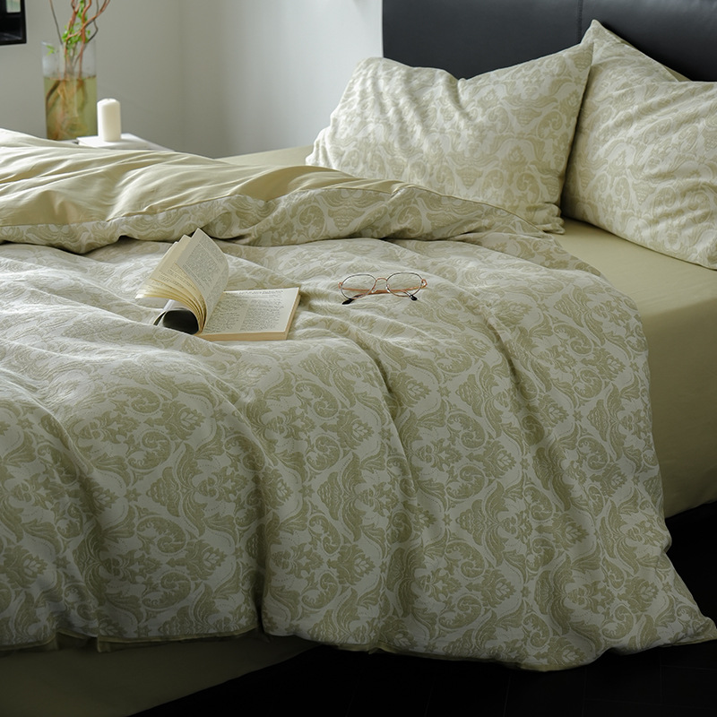 2025 nuevo otoño y invierno algodón molido cama de cuatro piezas 1.8m de espesor de sábanas de algodón caliente cubierta de cama