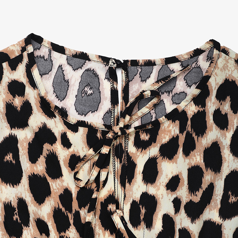 Summer Jumpsuit Tied High Waist Leopard Print Jumpsuit