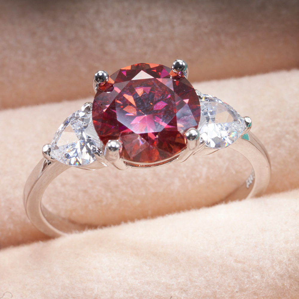 Anillo de plata esterlina 925 mujer 3 quilates de lujo anillo de piedra de moissanita chapado pt950 oro meson fábrica al por mayor en stock