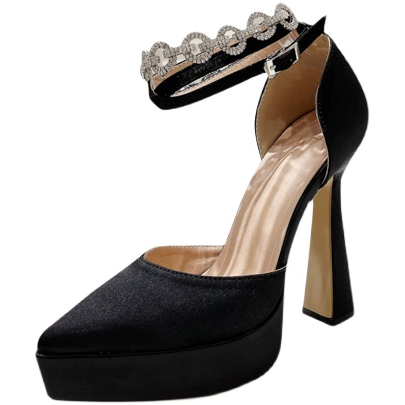 Женские босоножки на ультра-высоком каблуке 13 см на толстом Водонепроницаемая настольная сумка с заостренным каблуком 13 см, босоножки больших размеров