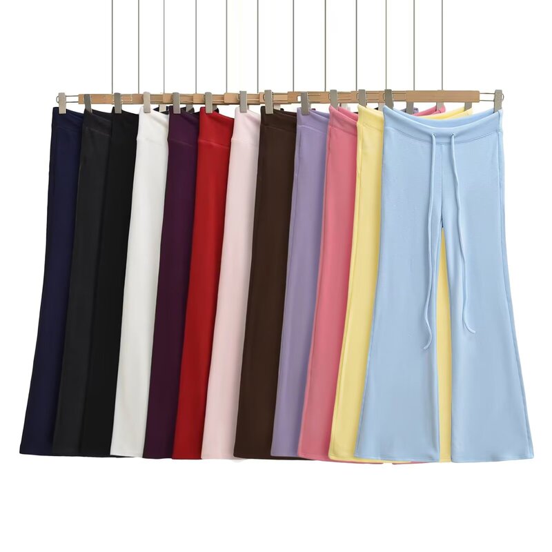 Ypff Trendy Women's Fleece Yoga Drawstring Elastic Waist Sweatpants Slim Fit Casual Sports Flared Long Pants