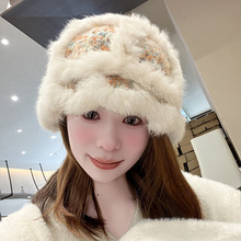 真兔毛云朵针织醒狮帽子女冬季保暖毛绒绒百搭盆帽显脸小渔夫帽