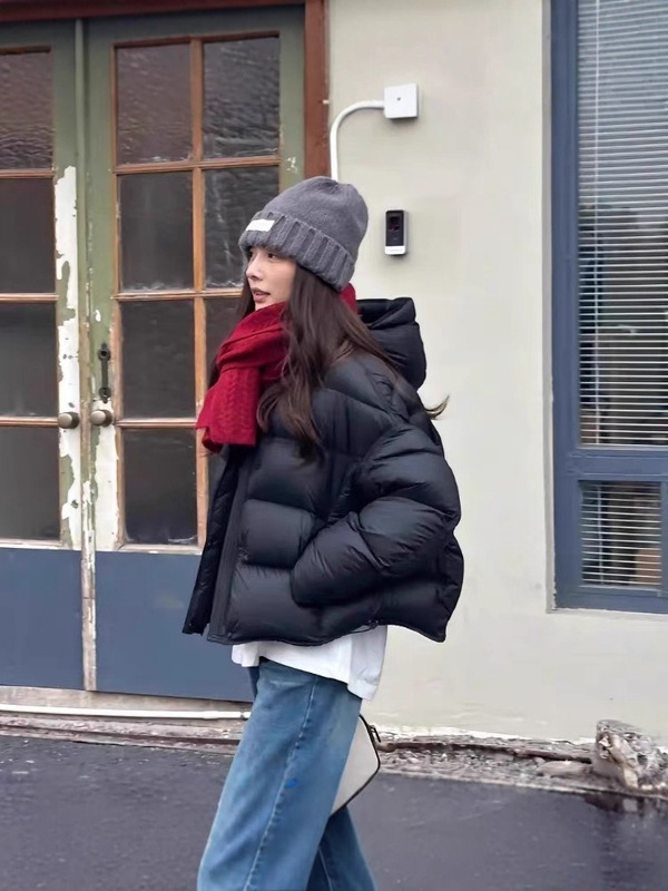 跨境小个子短款龟背泡芙棉服女2025冬季新款连帽加厚保暖棉服|undefined