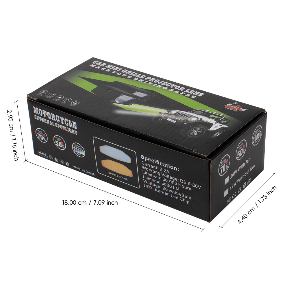 Cross-Border Motorcycle Led Headlight Grille Light White and Yellow Two-Color Lens High and Low Beam Spotlight Electric Vehicle Headlight