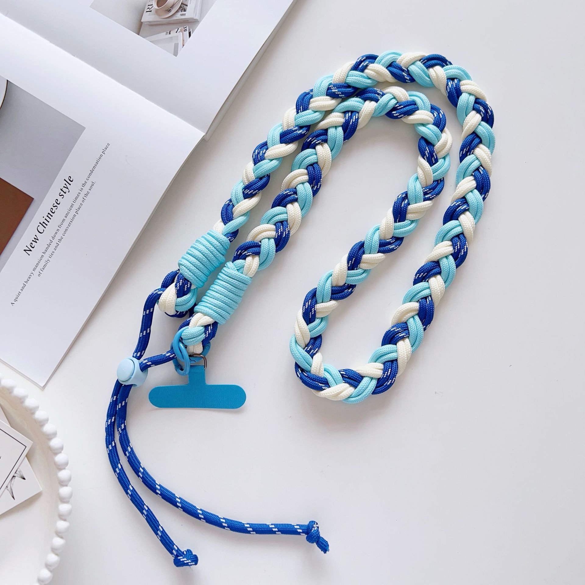 Color trenzado 6 hebras ajustable cuello de teléfono móvil cuello de cuello