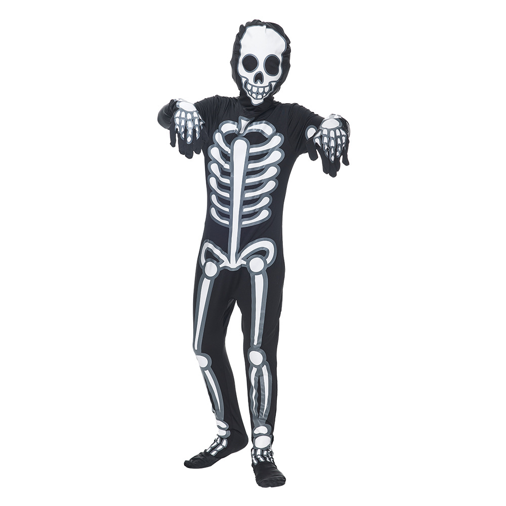 Spot nuevo disfraz de Halloween para niños, traje de juego de rol de calavera luminosa de terror, traje de fiesta de actuación del campus