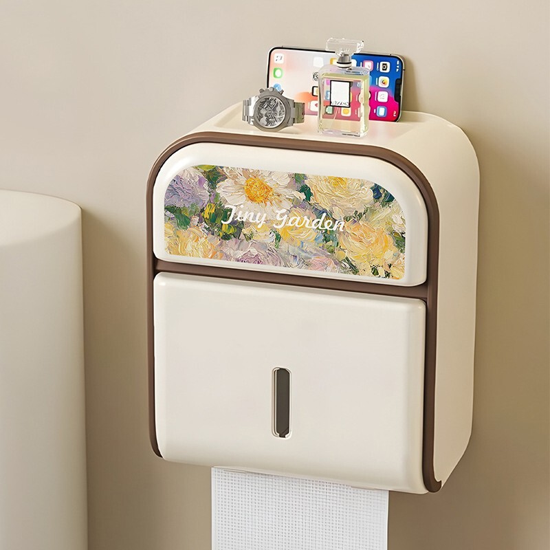 防水トイレットペーパーホルダー、穴あけ不要の壁掛け式ロールペーパー収納ボックス、防水ティッシュボックス|undefined
