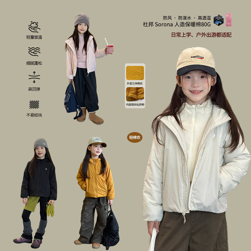 80g Dupont Cotton Filling, Lightweight, Heat-Retaining, High Resilience, Non-Clumping, Windproof, Waterproof, Wrinkle-Resistant, Lightweight Cotton Jacket