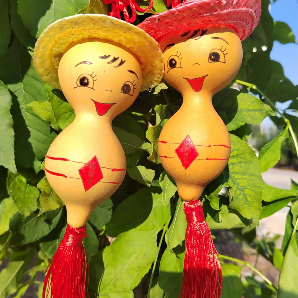 精品葫芦草帽娃娃雕刻葫芦葫芦挂件烙画葫芦