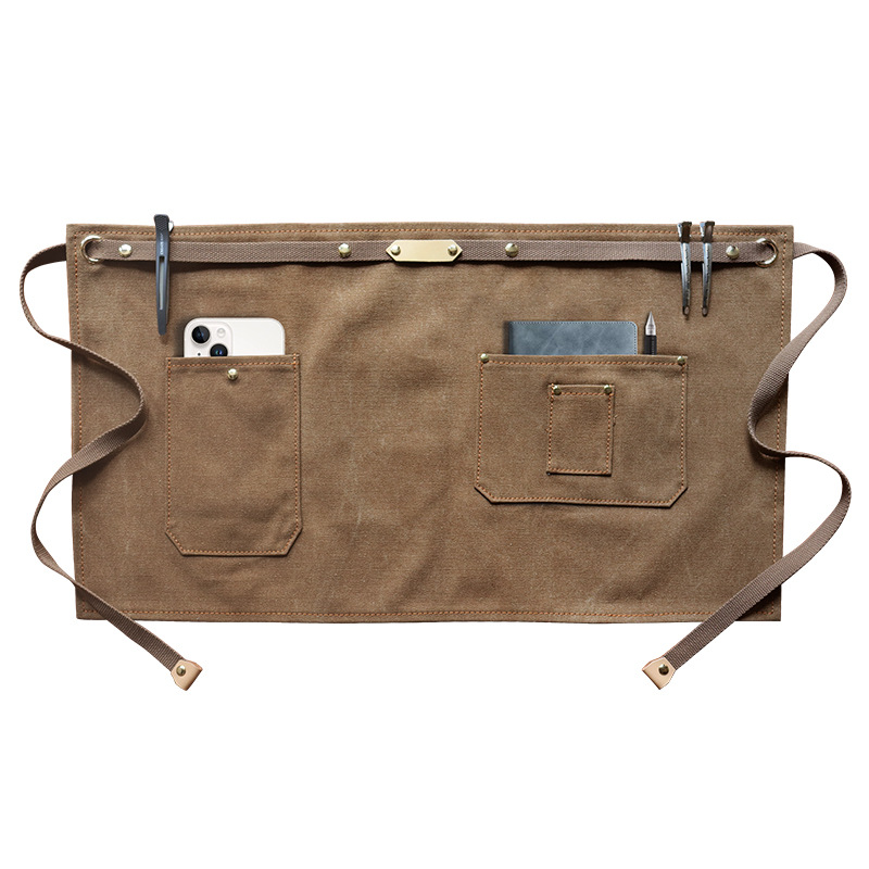 Estilo coreano delantal de lona gruesa media longitud corta opcional leche té barista trajes delantal de mezclilla al por mayor